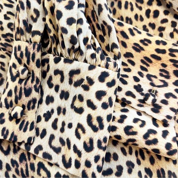 Ramy Brook Leopard Print Silk Neck Tie Blouse Leopard Print XS - Picture 6 of 12